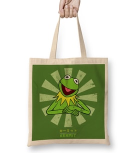 Kermit The Frog Retro Japanese 01 Bez Çanta Uzun Saplı