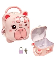 Sevimli Capybara Tasarımlı Kilitli Metal Kumbara – 10.5x13x9.5 cm,Renkli (Karışık)