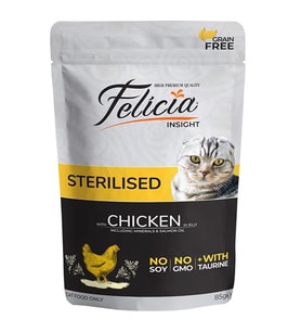 Felicia Pouch Steril Tavuklu Kısırlaştırılmış Kedi Konservesi Tahılsız 85 gr