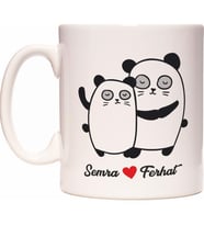 Sevgiliye Özel Panda Çift İsme Özel Kupa Bardak