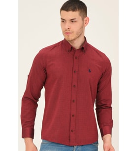 G765 DEWBERRY ERKEK GÖMLEK-BORDO