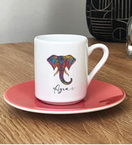 Kişiye Özel Etnik Fil Türk Kahvesi Fincanı Arkadaşa Hediye (Pembe)