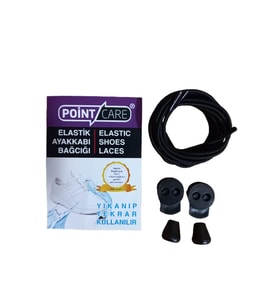 Point Care Düz Siyah Akıllı Kilitli Elastik Ayakkabı Bağcık 100 Cm dzsyh01