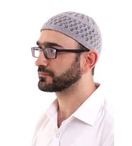 Kışlık Kadife Takke Hasır Desenli - Gri (Karışık)