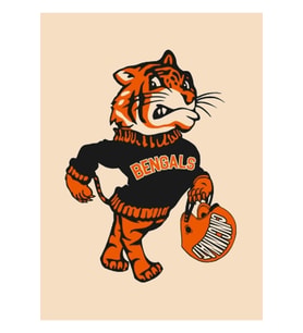 Cincinnati Bengals ))(( Retro Maskot Yelpazesi Tasarım Tablo Ahşap Poster Dekoratif