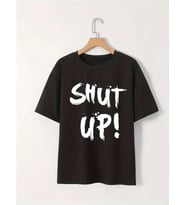 Baskılı Oversize Bisiklet Yaka T-shirt - Siyah