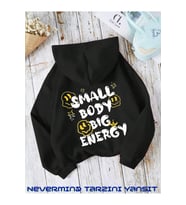 Unisex Small Body Baskılı Oversize Baskılı Kapşonlu Sweatshirt 3 Iplik (Siyah)