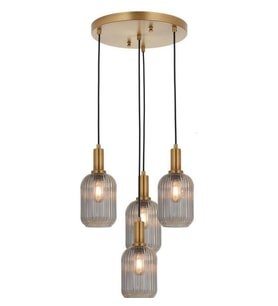 Rsylight Retro Metal Eskitme kaplama Bal Opal Camlı 4 Lü Dekoratif Sarkıt Avize