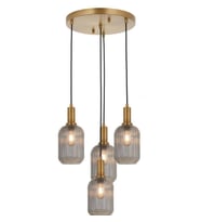 Rsylight Retro Metal Eskitme kaplama Bal Opal Camlı 4 Lü Dekoratif Sarkıt Avize