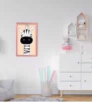 BK Home Tatlı Zebra Tasarımlı Dekoratif Pembe Ahşap Çerçeveli Çocuk Odası Tablo-1