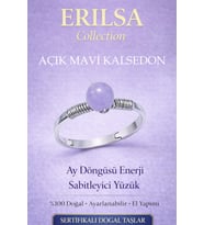 Sertifikalı Ay Döngüsü Enerji Sabitleyici Yüzük – Açık Mavi Kalsedon Ayarlamalı Yengeç Balık Akrep (Çok Renkli)