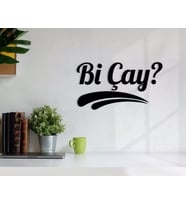 BK Home Bi Çay Ahşap Duvar Yazısı-1 (Siyah)