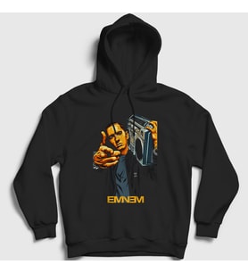 Presmono Unisex Beyaz Radio Eminem Kapüşonlu Sweatshirt 155953tt (Siyah)