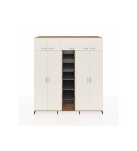 Kronos Dolap 18 Raflı 9 Kapaklı 220x59x243 Çam-Aytaşı/Antrasit