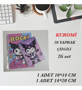 TASARIM NOT DEFTERİ 2 li set (kuromi,elsa,örümcekadm,wednesday...)