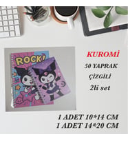 TASARIM NOT DEFTERİ 2 li set (kuromi,elsa,örümcekadm,wednesday...)