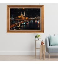 Çerçeveli Paspartulu Manzara Tablo cft0160 (Gold)