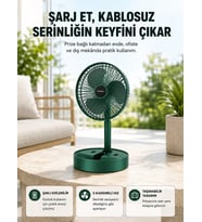 Katlanabilir Şarjlı Mini Fan 3 Kademeli Hız Ayarlı Taşınabilir