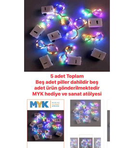 1 Metre Dekoratif LED Pet Mini Üç Kutulu Işıklı Süs – Pilli – 5 Adet Set  MYK Hediye ve Sanat Atöly (Çok Renkli)