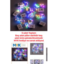 1 Metre Dekoratif LED Pet Mini Üç Kutulu Işıklı Süs – Pilli – 5 Adet Set  MYK Hediye ve Sanat Atöly (Çok Renkli)