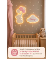 El Boyaması Ahşap Çocuğun İsmine Özel 3'lü Pilli Ledli Gece Lamba Seti Yıldız Hediyeli Bebek Çocuk Odası