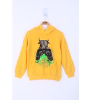 Toontoy Erkek Çocuk Boks Eldivenli Boğa Baskılı Sweatshirt (Saks)