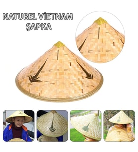 Naturel Renk Cambodia Kamboçyalı Vietnam Şapkası Pvc Hasır
