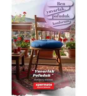 Pofuduk Yuvarlak Sandalye Minderi  Mutfak, Balkon, Bahçe Dekoratif Oturma Minderi  Yumuşak dolgu (Mavi)