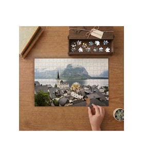 Hallstatt Avusturya Vintage Mimarisi Ve Eski Evleri Tasarımı 240 parça Ahşap Puzzle Ahşap Kutuda MP03174