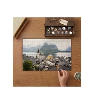 Hallstatt Avusturya Vintage Mimarisi Ve Eski Evleri Tasarımı 240 parça Ahşap Puzzle Ahşap Kutuda MP03174