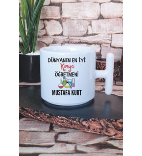 Dünyanın En İyi Kimya Öğretmeni Baskılı Kişiye Özel Öğretmenler Günü Latte Fincanı Kupa