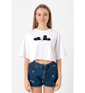 Clannad Anime Dango Daikazoku Beyaz Kadın Crop Tshirt