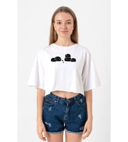 Clannad Anime Dango Daikazoku Beyaz Kadın Crop Tshirt