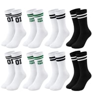 Unisex Çorap Çizgili 8'li Set 07 Good Vibes Baskılı Siyah Beyaz Uzun Soket Spor Kolej Stil Çorap — Çok Renkli, 36-40