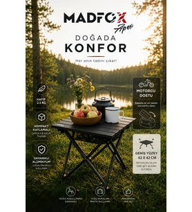 Madfox Apex Katlanabilir Alüminyum Kamp Masası (Motorcu Masası)