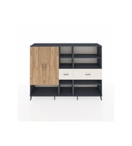 Hyperion Dolap 10 Raflı 2 Çekmeceli 2 Kapaklı 220x44x163 Antrasit-Çam/Aytaşı