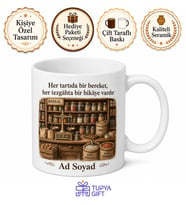 Bakkal Temalı Nostaljik Baskılı Kupa Bardak Hediye Özel Tasarım Porselen Mug