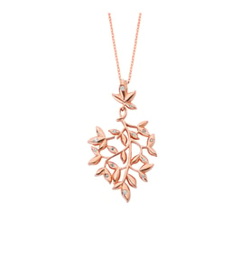 Salkım Yaprak Rose Gümüş Kolye  GMS90 (Çok Renkli)