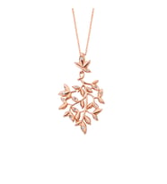 Salkım Yaprak Rose Gümüş Kolye  GMS90 (Çok Renkli)