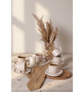 Keramika Straw Stackable Çay Takımı 12 Parça 6 Kişilik