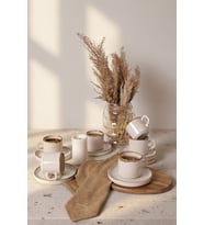 Keramika Straw Stackable Çay Takımı 12 Parça 6 Kişilik