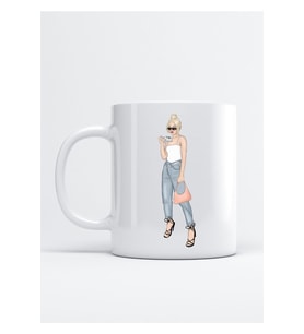 Girl Outfit Baskı Porselen Kupa Bardak