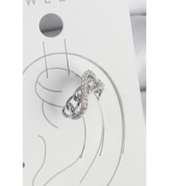 Pirinç Gümüş Renk Zirkon Taşlı Zincir Sonsuzluk Model Kadın Kıkırdak Küpe - HEP-2418-108
