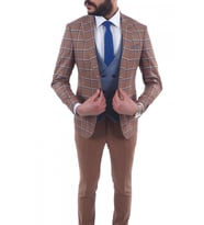 Kombinli Slimfit Drop 6 Takım Elbise (Kahverengi)
