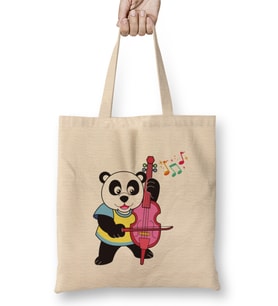 Panda Loves Music Music Is Life Bez Çanta Uzun Saplı