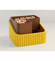 3D Baskı Fıstık Kasesi - Çift Hazneli Kabuk Ayırıcı Sunum Kasesi - Sarı Kahverengi
