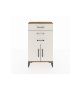 Arges Komodin Tek Raflı 3 Çekmeceli 2 Kapaklı 60x30x106 Çam-Aytaşı