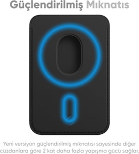 iPhone için Magsafe ile Uyumlu Cüzdan Manyetik Kartlık Yenilenmiş V2 Güçlü Mıktanıs ile Süper Yapışma ve Sağlam Tutuş (Siyah, Modern)