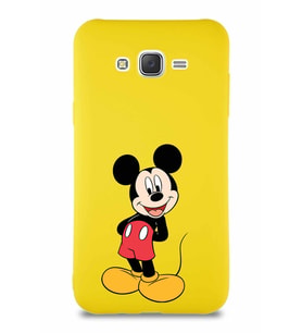 Samsung Galaxy J7 Soft Premier Kapak Mickey Mouse-B Tasarımlı Silikon Kılıf - Sarı (Şeffaf)