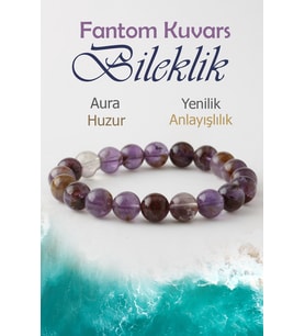 Fantom Kuvars Doğaltaş Bileklik, Fantom Kuvars Doğal Taş Aura Bileklik B1053 (10mm-18cm)